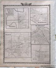 Load image into Gallery viewer, 1876 - Map Of Schuyler Mason Brown Cass & Menard Counties; Versos: Small Illinois City Maps Antique
