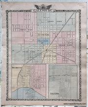 Load image into Gallery viewer, Antique-Hand-Colored-Map-Galesburg-Monmouth-and-Aledo-Illinois;-verso:-Oneida-Knoxville-Dallas-and-Peoria-Illinois-1876-Warner-&-Beers-/-Union-Atlas-Co.-Midwest-1800s-19th-century-Maps-of-Antiquity