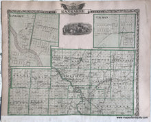 Load image into Gallery viewer, 1876 - Double-Sided Sheet With Multiple Maps: Centerfold- Counties Of Kendall Will Grundy And South