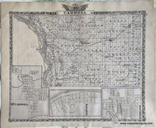 Load image into Gallery viewer, 1876 - Jo-Daviess Now Jo Daviess County; Verso: Carroll County Illinois Antique Map Genuine