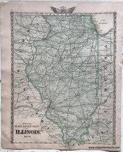 Load image into Gallery viewer, 1876 - Illinois In 1822; Verso: Official Rail Road Map Of Illinois. 1876. Antique Genuine
