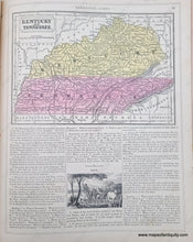 Load image into Gallery viewer, Genuine-Antique-Hand-Colored-Map-Double-sided-page-Kentucky-and-Tennessee-verso-Ohio-and-Indiana-1850-Mitchell-Thomas-Cowperthwait-Co--Maps-Of-Antiquity