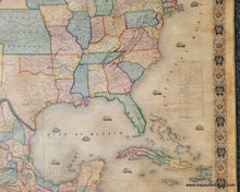 Load image into Gallery viewer, 1853 - New Map Of North America Antique Genuine Wall