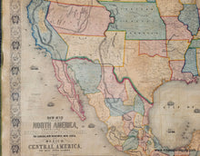 Load image into Gallery viewer, 1853 - New Map Of North America Antique Genuine Wall