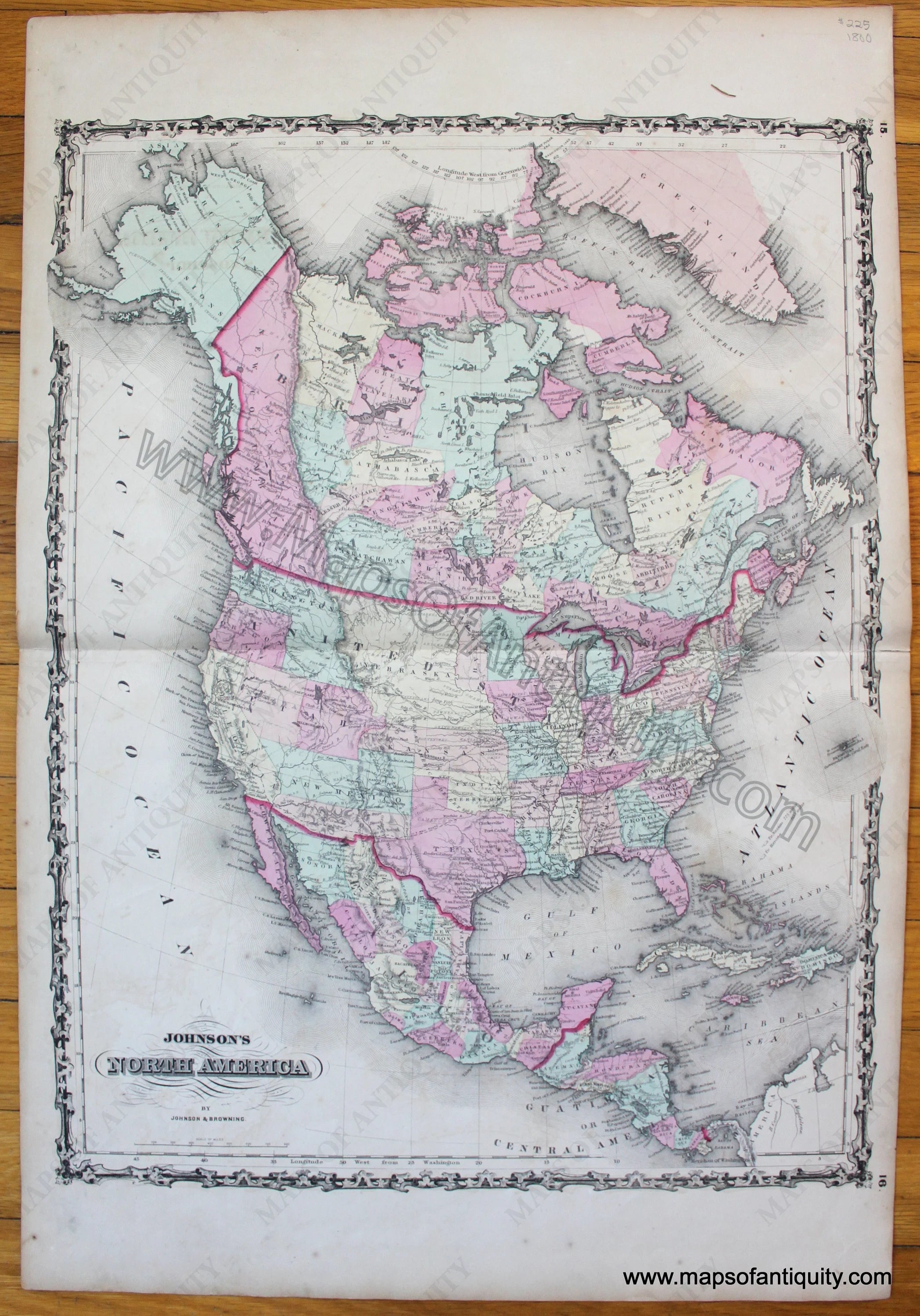 1860 - Johnson's North America - Antique Map – Maps of Antiquity