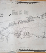 Load image into Gallery viewer, Black and white antique chart of Long Island Sound showing the coast lines of Connecticut and Northern Long Island. Some small red dots indicate beacons and light houses. Black-and-White-Linen-Backed-Antique--Nautical-Chart-Eldridge's-Chart-of-Long-Island-Sound-New-York-city-to-new-london-Connecticut-Long-Island-1916-Eldridge-Maps-Of-Antiquity