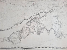 Load image into Gallery viewer, Black and white antique chart of Long Island Sound showing the coast lines of Connecticut and Northern Long Island. Some small red dots indicate beacons and light houses. Black-and-White-Linen-Backed-Antique--Nautical-Chart-Eldridge's-Chart-of-Long-Island-Sound-New-York-city-to-new-london-Connecticut-Long-Island-1916-Eldridge-Maps-Of-Antiquity
