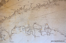Load image into Gallery viewer, 1877 - Eldridge’s Chart Of Long Island Sound Newport To New York Antique Linen Backed Genuine