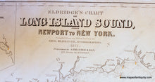 Load image into Gallery viewer, 1877 - Eldridge’s Chart Of Long Island Sound Newport To New York Antique Linen Backed Genuine