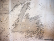 Load image into Gallery viewer, 1870 - Gulf Of St. Lawrence New Foundland Nova Scotia Antique Chart Genuine Nautical