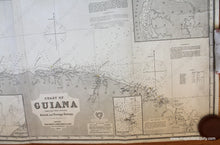 Load image into Gallery viewer, 1883 - Coast Of Guiana Antique Chart Genuine Blue Back Nautical