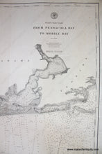 Load image into Gallery viewer, 1892 - Coast Chart No. 187 From Pensacola Bay To Mobile Antique Genuine Nautical