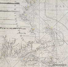 Load image into Gallery viewer, Genuine-Antique-Chart-Fragment-of-Captain-Hollands-A-new-and-correct-chart-of-the-coast-of-New-England-and-New-York-with-the-adjacent-parts-of-Nova-Scotia-and-New-Brunswick-from-Cape-Sable-to-the-entrance-of-Hudsons-or-North-River-1799-circa-Laurie-Whittle-Maps-Of-Antiquity