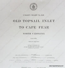 Load image into Gallery viewer, Genuine-Antique-Nautical-Chart-Old-Topsail-Inlet-to-Cape-Fear-1909-U-S-Coast-and-Geodetic-Survey--Maps-Of-Antiquity