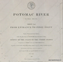 Load image into Gallery viewer, Genuine-Antique-Nautical-Chart-Potomac-River-Sheet-1--From-Entrance-to-Piney-Point-1883-U-S-Coast-Survey--Maps-Of-Antiquity