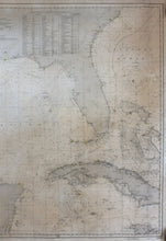 Load image into Gallery viewer, 1905 - Gulf Of Mexico (Yucatan To Florida) Antique Chart Genuine Nautical
