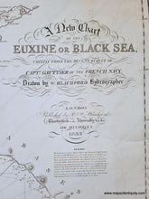 Load image into Gallery viewer, Antique black and white chart of the Black Sea with Crimea and Constantinople.