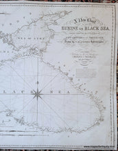 Load image into Gallery viewer, Antique black and white chart of the Black Sea with Crimea and Constantinople.
