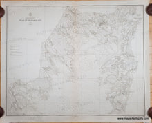 Load image into Gallery viewer, Black and white chart showing Buzzards Bay with the beginnings of the Cape Cod Canal. Includes some topographic details along the coast.