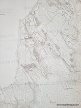 Load image into Gallery viewer, Marion Massachusetts detail. Black and white chart showing Buzzards Bay with the beginnings of the Cape Cod Canal. Includes some topographic details along the coast.