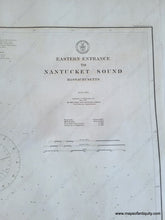 Load image into Gallery viewer, Title - Antique black and white sailing chart showing the waters between Chatham and Nantucket with navigational information