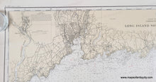 Load image into Gallery viewer, Antique map of Long Island Sound and Connecticut coast with original color yellow-tan for land