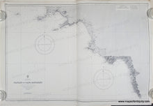 Load image into Gallery viewer, Black and white chart with small bits of color to indicate lighthouses/buoys. Old-Original-vintage-nautical-sailing-chart-1894-1973-Mediterranean-Italy-West-Coast-Naples-to-Cape-Bonifati-From-Italian-Government-Surveys-1883-8-genuine-Chart