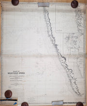 Load image into Gallery viewer, 1871 - Coast of Western India from Cape Comorin to Bombay Compiled chiefly from the surveys made by order of the Honorable East India Company - Genuine Antique Chart