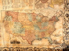 Load image into Gallery viewer, 1862 - Colton’s New Steel Plate Map Of England Antique Hand-Colored Genuine Wall On Rods