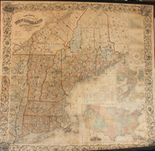 Load image into Gallery viewer, Hand-Colored-Antique-Wall-Map-on-Rods-Colton's-New-Steel-Plate-Map-of-New-England-Northeast-General-Wall-Maps-1862-Colton-Maps-Of-Antiquity
