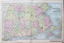 Load image into Gallery viewer, 1890 - Double-Sided Page: Atlas Map Of Massachusetts Connecticut And Rhode Island From The Latest