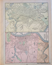 Load image into Gallery viewer, Antique map with vibrant original printed color City of Worcester Massachusetts, Springfield MA,, by Cram, 1900.