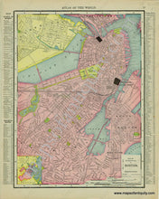 Load image into Gallery viewer, Antique-Printed-Color-Map-Map-of-the-Main-Portion-of-Boston-Massachusetts-Verso:-Rhode-Island-1910-Rand-McNally-New-England-Boston-Rhode-Island-1800s-19th-century-Maps-of-Antiquity