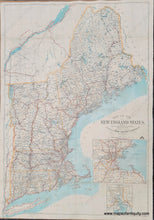 Load image into Gallery viewer, Genuine-Antique-Map-Map-of-the-New-England-States-showing-State-County-Town-Boundaries-Post-Offices-Railroad-Stations-1909-Walker-Maps-Of-Antiquity