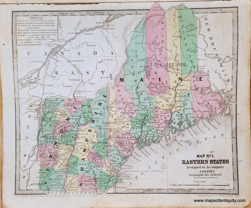 Genuine-Antique-Map-Map-No-1-Eastern-States-1839-Smith-Paine-Burgess-Maps-Of-Antiquity