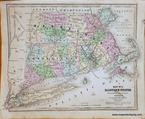 Genuine-Antique-Map-Map-No-2-Eastern-States-1839-Smith-Paine-Burgess-Maps-Of-Antiquity