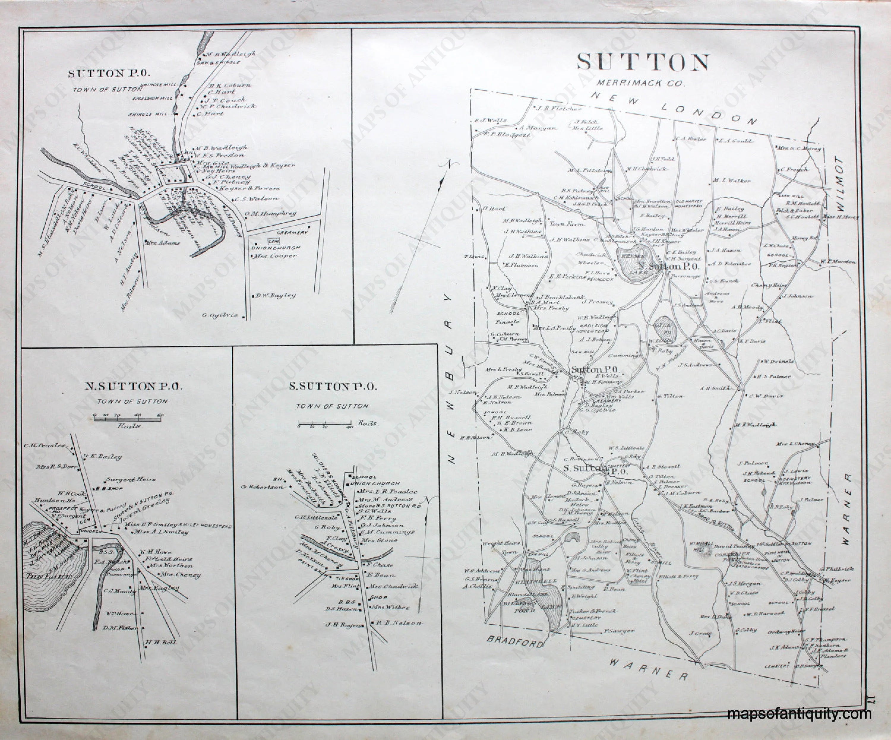 1892 - Sutton (NH) - Antique Map – Maps of Antiquity