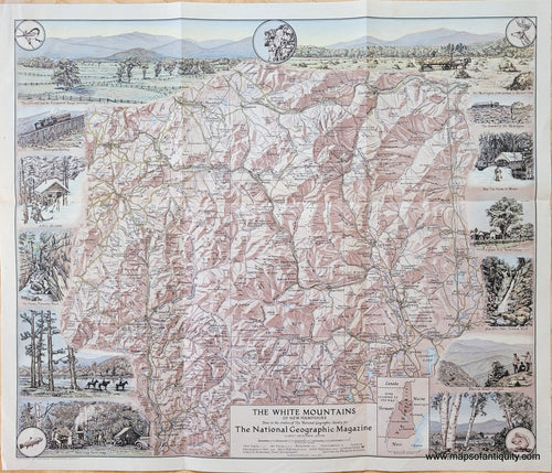 Genuine-Antique-Map-The-White-Mountains-of-New-Hampshire-1937-National-Geographic-Society-Maps-Of-Antiquity