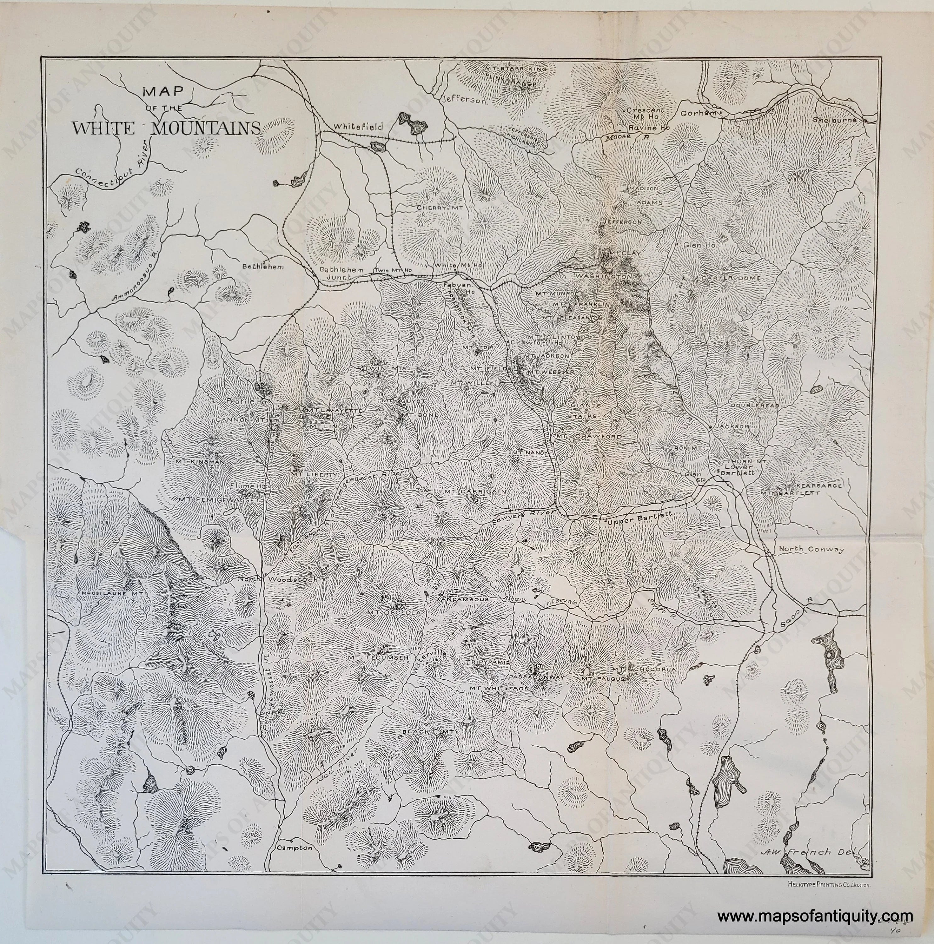 1875 Genuine Antique Map Map of the White Mountains - Maps of Antiquity