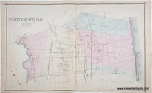 Load image into Gallery viewer, Englewood, New Jersey Antique Map with original hand-coloring in tones of yellow, green, pink.