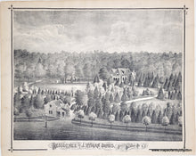 Load image into Gallery viewer, Engraving of a residential estate with trees and buildings