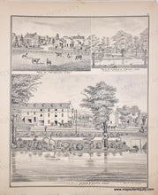 Load image into Gallery viewer, Antique black and white illustration of a mill and surrounding landscape