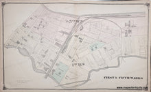 Load image into Gallery viewer, Map of the First and Fifth Wards of Trenton NJ with labeled streets and boundaries.