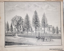 Load image into Gallery viewer, Engraving of a horse-drawn carriage on a street with trees and buildings in the background