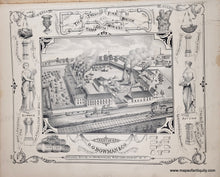 Load image into Gallery viewer, Engraving of the Trenton Fire and Brick Works with decorative elements