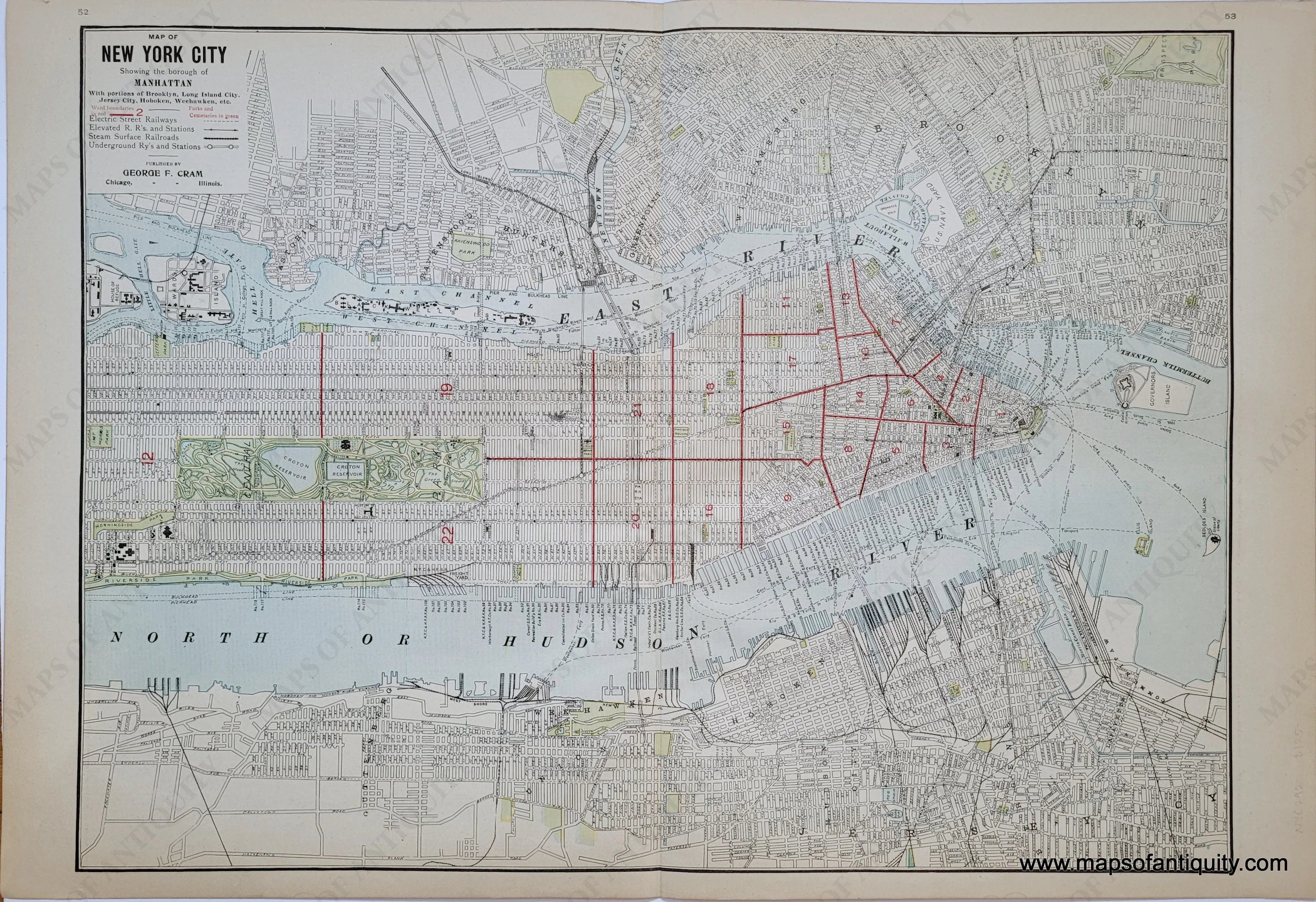 1910 Genuine Antique Map Map of New York City showing the Borough of  Manhattan – Maps of Antiquity, image size:3000x2056