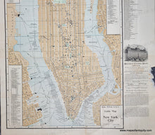 Load image into Gallery viewer, Antique map of New York City with detailed street layout and landmarks.