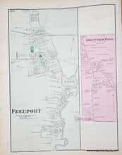 Load image into Gallery viewer, 1873 - Double-sided page: Woodhaven, New York, verso Willow Tree Station, Springfield Store, Inglewood or Queens, Freeport and Greenwich Point - Antique Map