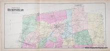 Load image into Gallery viewer, Antique map of Hempstead, New York with colored regions with original color in pink, yellow, green.