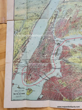 Load image into Gallery viewer, Antique-Folding-Map-New-York-City-Manhattan-Bird's-Eye-View-East-North-Rivers-Long-Island-Sound-1912-Hammond